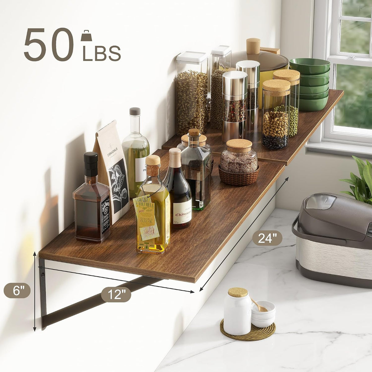 Deep Floating Shelves, 12 Inch Deep Floating Shelves (Set of 2)