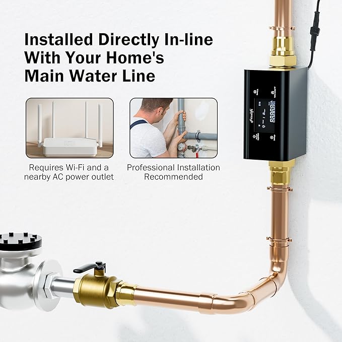 Frizzlife LP365 1.25-Inch Smart Water Monitor and Automatic Shutoff