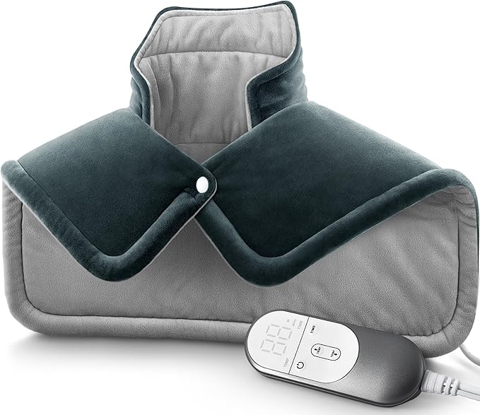 Neck Heating Pad Gifts for Dad, XL Weighted Shoulder Heat Pad, Back Pain Relief
