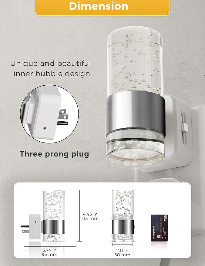 L LOHAS LED Night Light, Dimmable Night Lights Plug into Wall, 2 Pack Acrylic