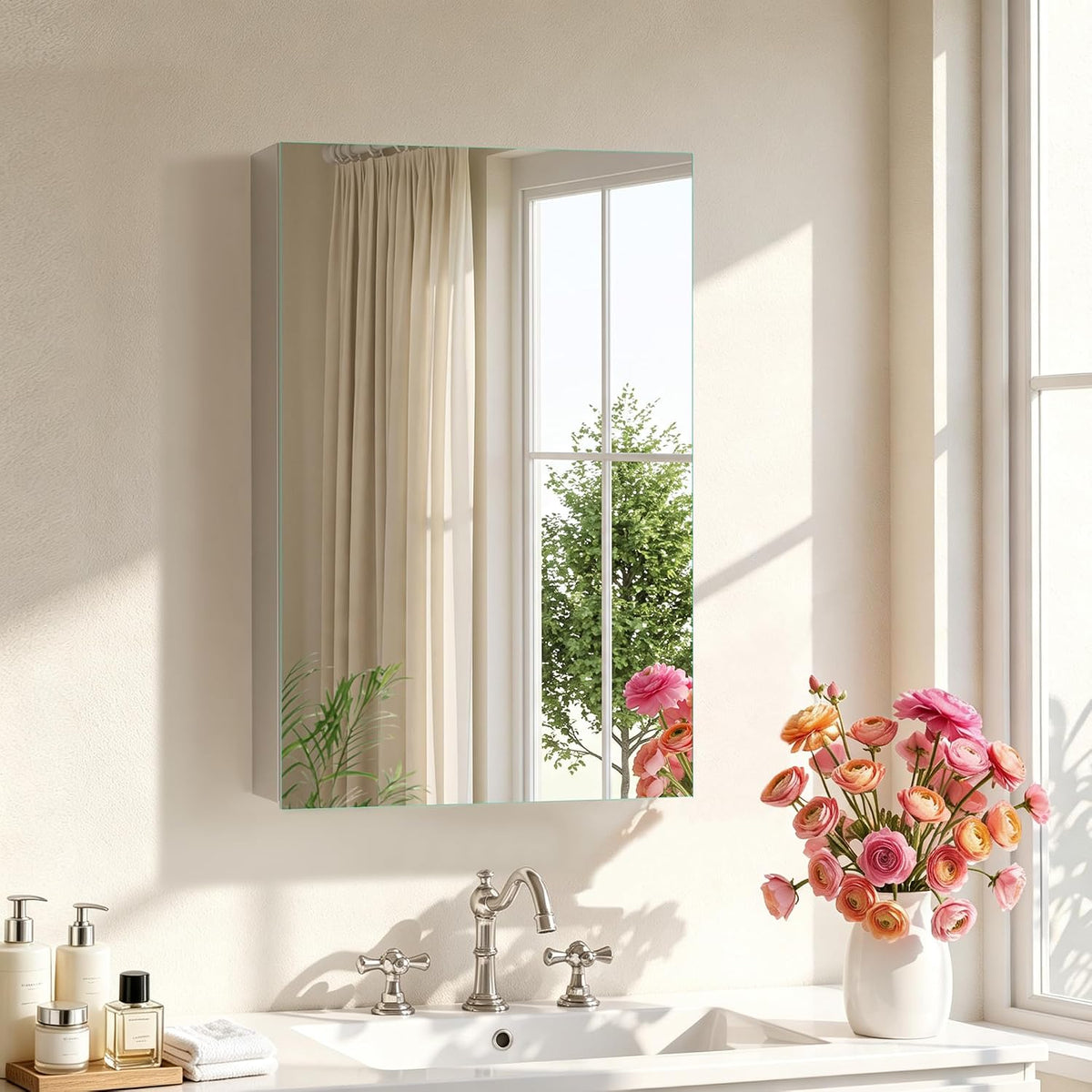 Medicine Cabinet Mirror,Bathroom Mirror with Storage 16x24 in