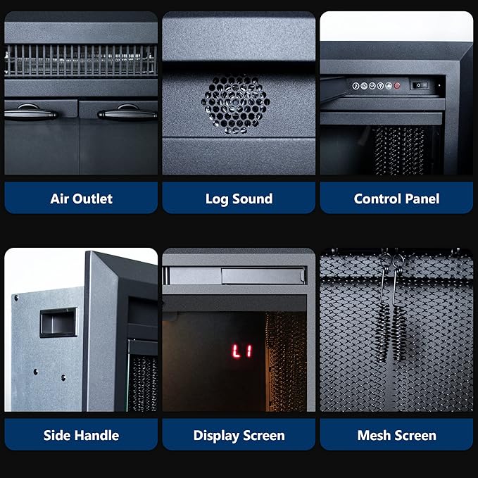 33 Inches Electric Fireplace Insert, 750W/1500W Fireplace Heater