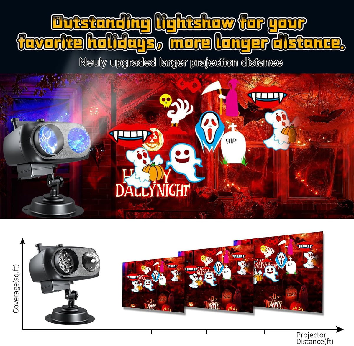 Halloween Projector Lights Outdoor Brighter Holiday Themes Christmas