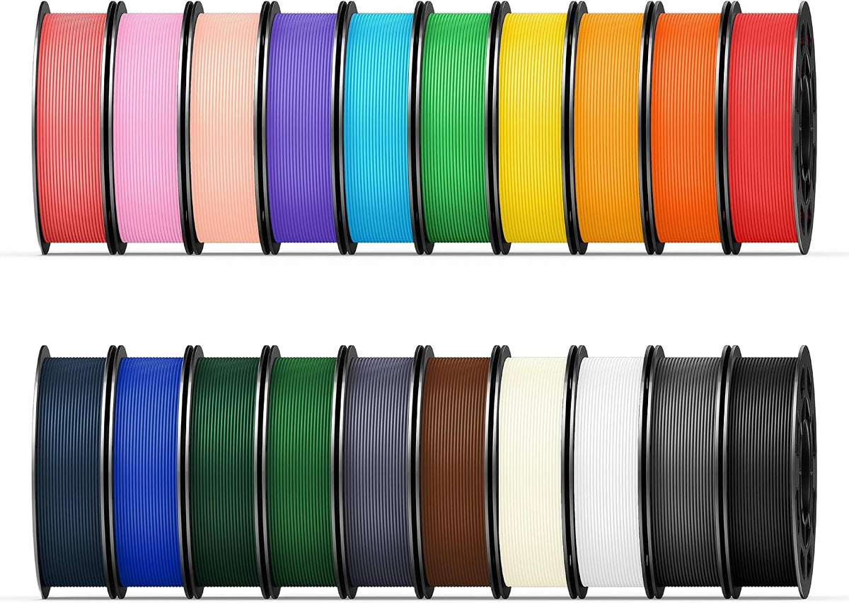 20 Color Bundle Elite PLA+ 3D Printer Filament, Multicolor Pack 4kg