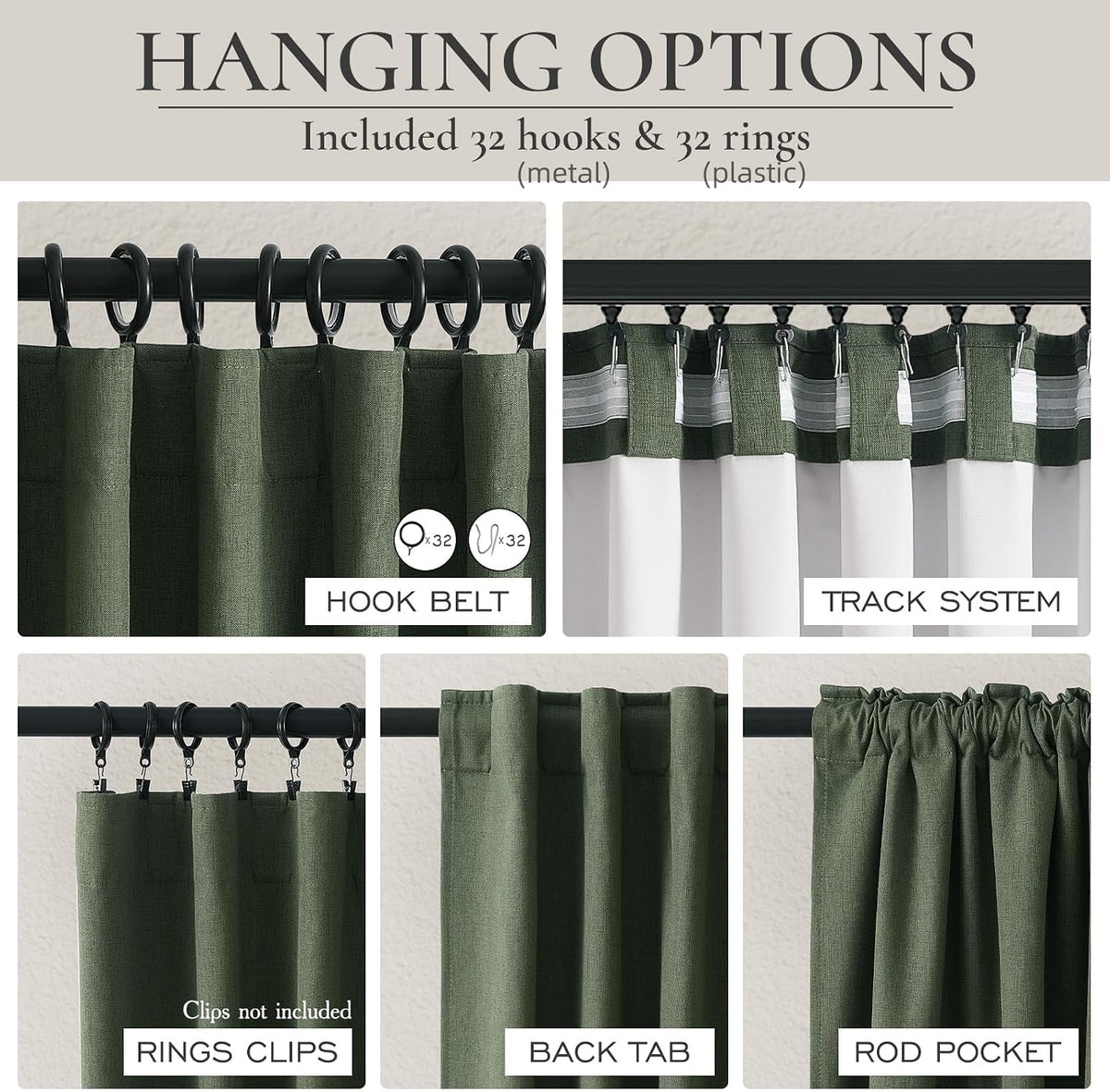 QJmydeco Green Country Kitchen Curtains 54 Inch Length Small Basement Window ...