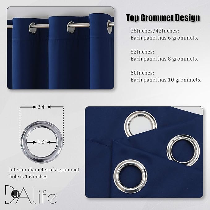 DUALIFE Navy Blue Blackout Curtains 84 Inch Length
