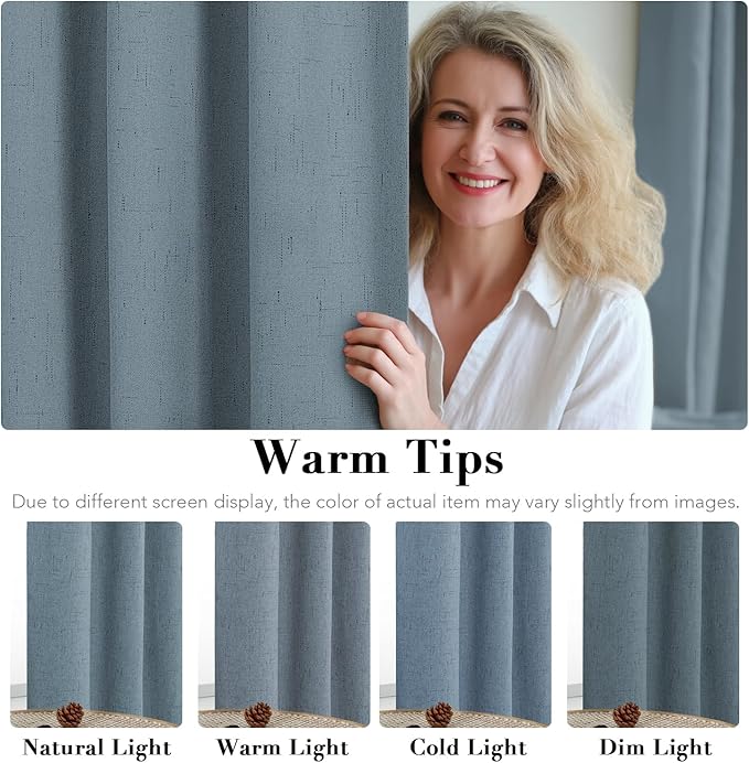 H.VERSAILTEX Linen Blackout Curtains Durable Thick Textured Linen Look 100%