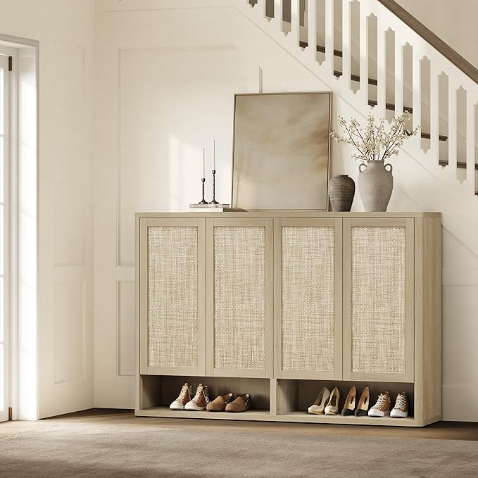 SICOTAS Rattan Shoe Storage Cabinet