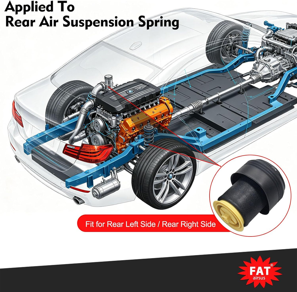 Rear Air Suspension Spring Bag Compatible with BMW X5 E70 X6 E71 E72 37126790...
