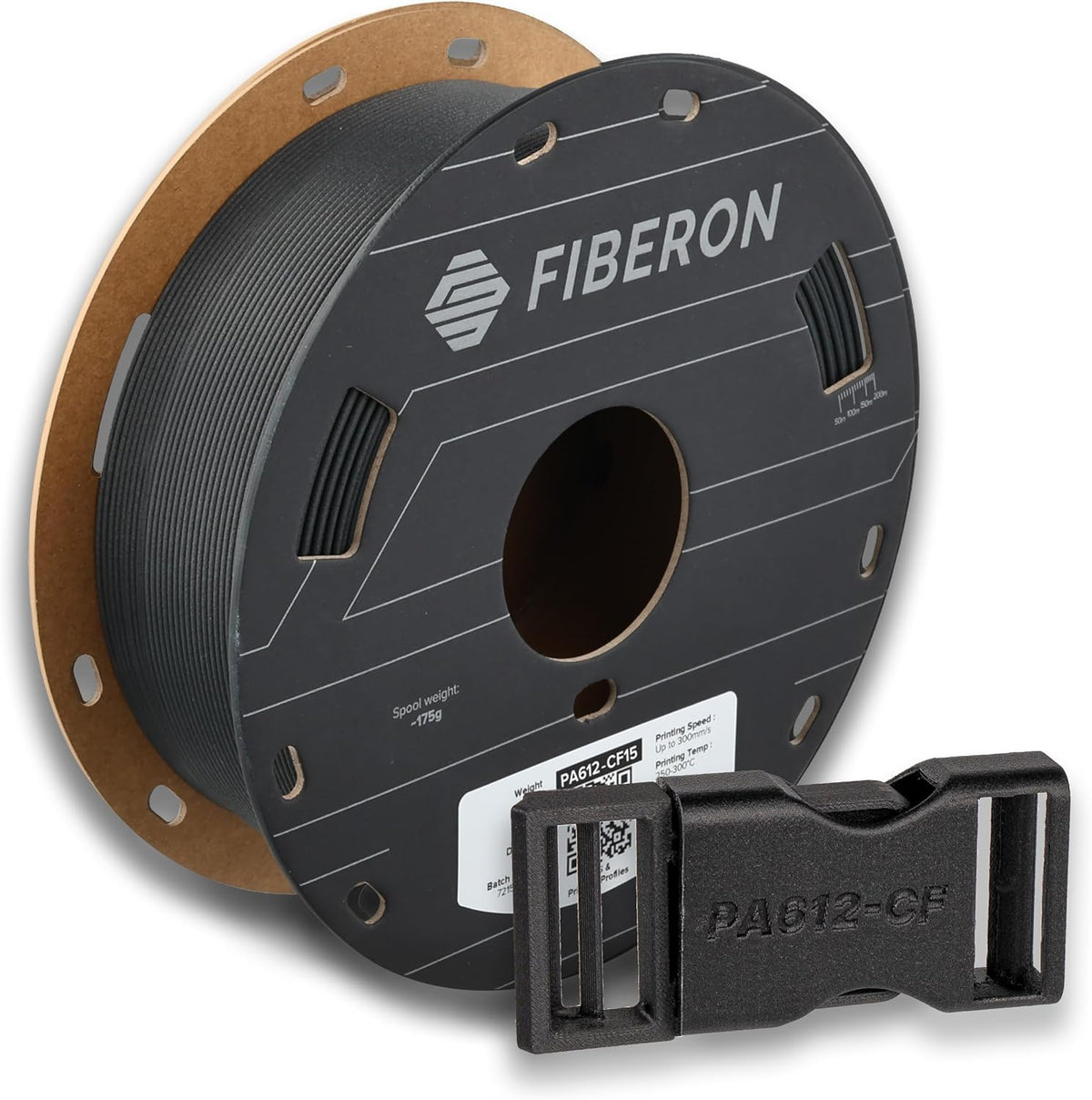Polymaker Fiberon PA612-CF15 Carbon Fiber Nylon Filament 1.75mm, Black, 0.5kg