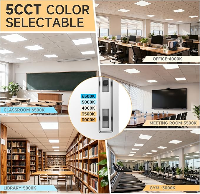 2 Pack 2x2 LED Flat Panel Light Drop Ceiling Office Fixture, Surface Mount Drop
