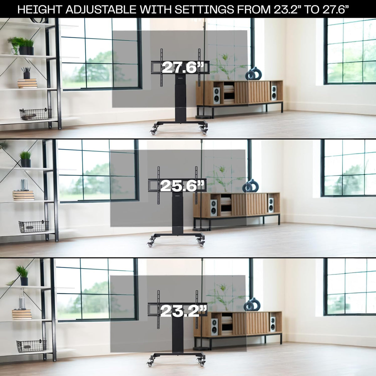 VIVO Low Height Tilting Mobile TV Cart for 32-75 in Screens