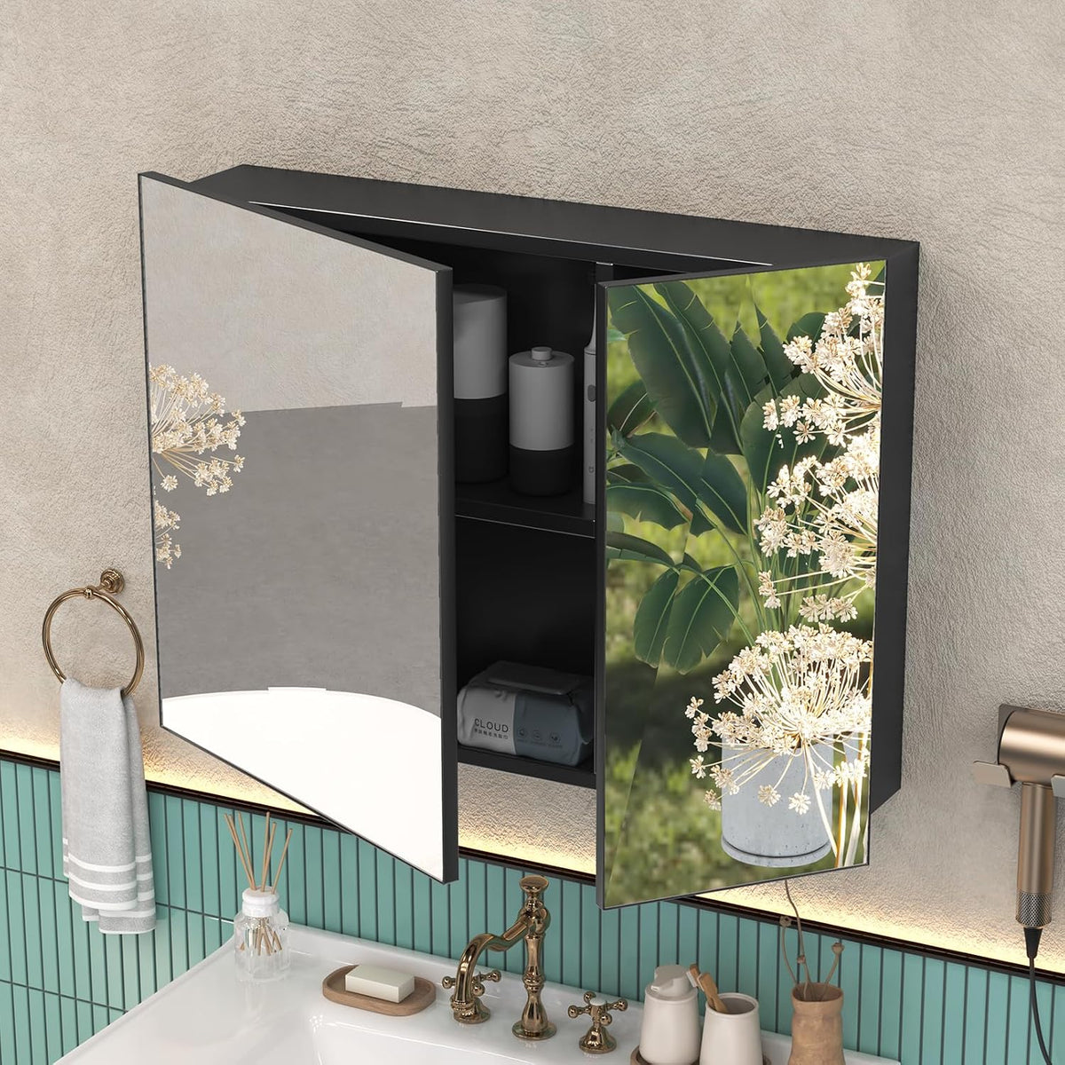 Umeiga 36x24 Medicine Cabinet Mirror with Storage, Pre-Assembled Medicine Cab...