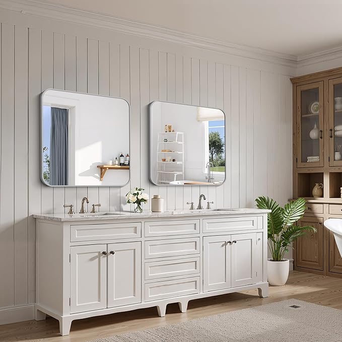 FORBATH 30x30 Inch Silver Bathroom Mirror