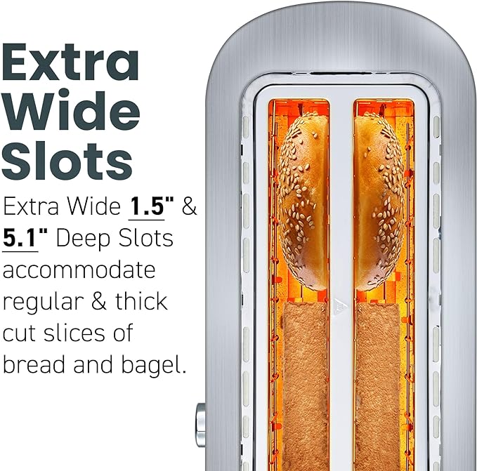 Elite Gourmet ECT4123 Long Slot 4 Slice Toaster, Extra Wide 1.5" and 5.1...