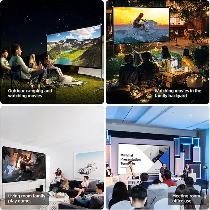 Projector Screen Outdoor Portable Movie: 120 inch Foldable Projection Screen