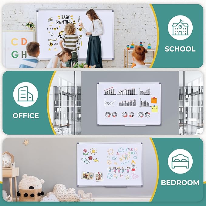 Magnetic Whiteboard -2 Pack 60" x 40" Large Magnetic Dry Erase Board