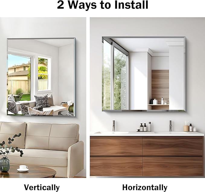 CILIBER Beveled Bathroom Mirror, 36x40 Inch Large Bathroom Mirrors