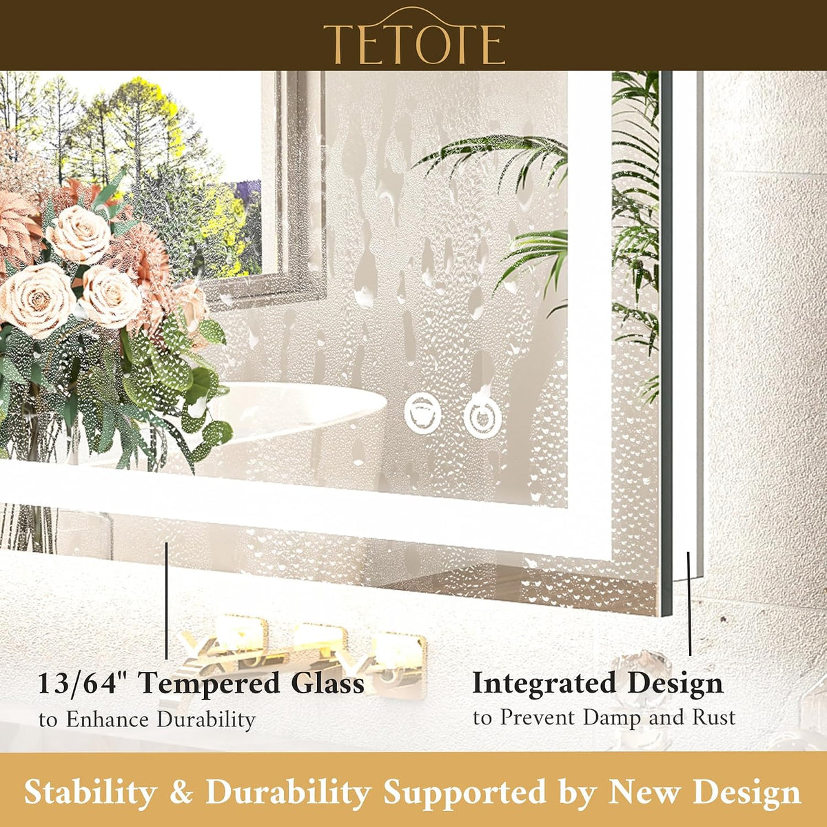 LED Bathroom Mirror 22 x 30 Inch Lighted Bathroom Vanity Mirror with Lights, ...