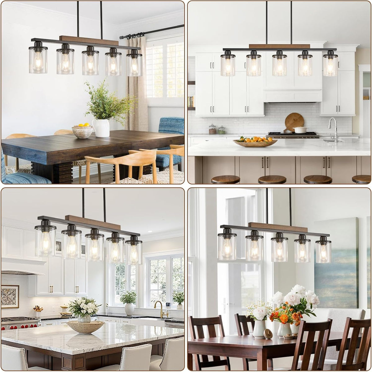 5-Light 32.3in Black Chandelier for Dining Room