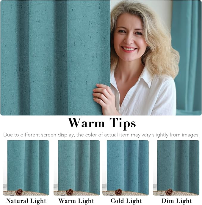 H.VERSAILTEX Linen Blackout Curtains 96 Inches Long 100% Absolutely Blackout