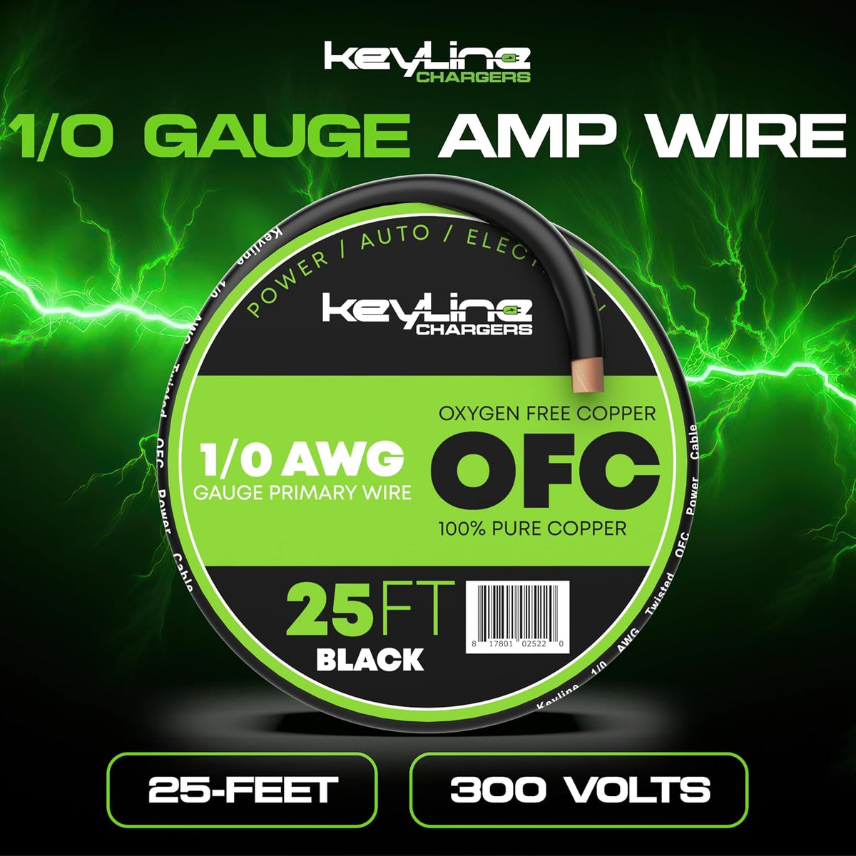 1/0 Gauge Wire (25ft) AWG Amp Battery Cable for Automotive Electrical Wiring ...