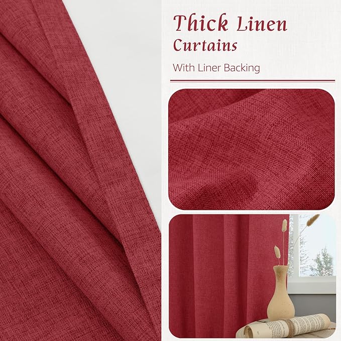 LAMIT Linen 100% Blackout Window Curtains