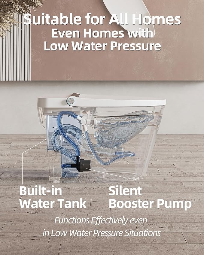 Luoware Smart Toilet Lite without Bidet, One Piece Elongated Modern Toilet