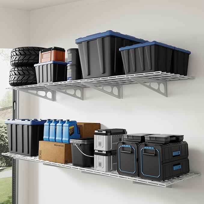 FLEXIMOUNTS 4-Pack 2x4ft 24-inch-by-48-inch Wall Shelf Garage Storage Rack Wall