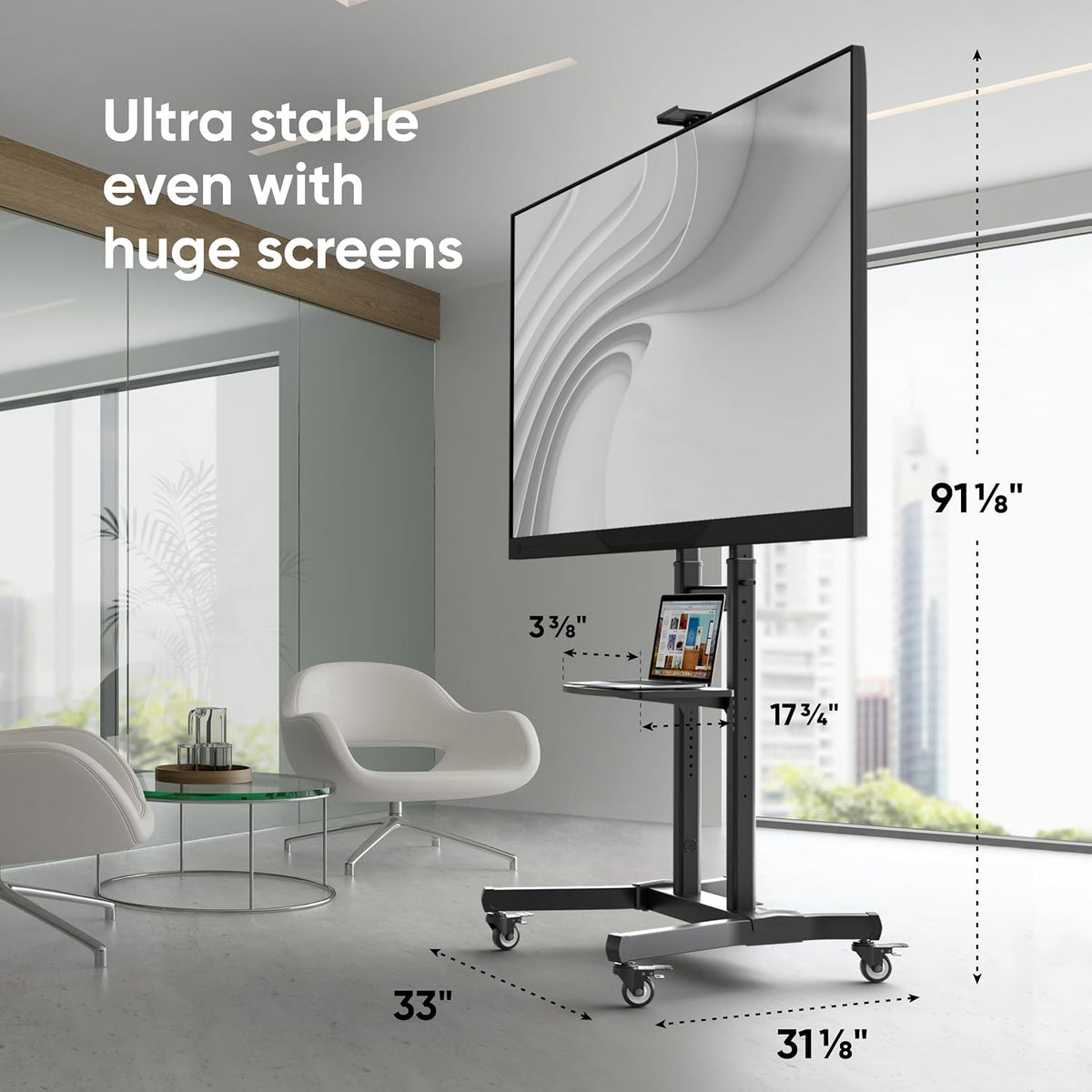 ONKRON Mobile TV Stand 50-90 Inch, up to 198.4 lbs, max VESA 800x600, Black