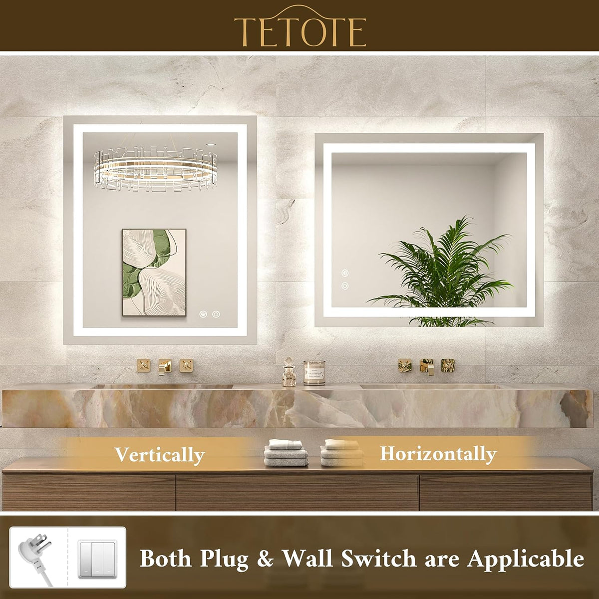 LED Bathroom Mirror 24 x 30 Inch Lighted Bathroom Vanity Mirror with Lights, ...
