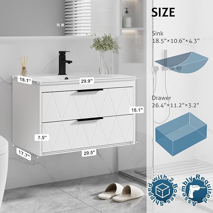 eclife 30" Bathroom Vanities Cabinet