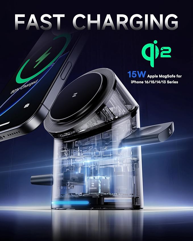 ZEEHOO 3 in 1 Charging Station for Apple Devices, Mag-Safe Charger Stand