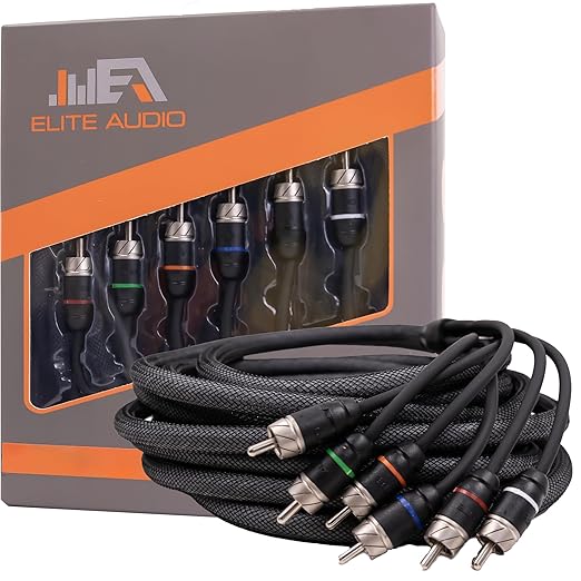 Elite Audio Premium Series 15ft. 6-Channel Car Audio RCA Cable – Double Shielded