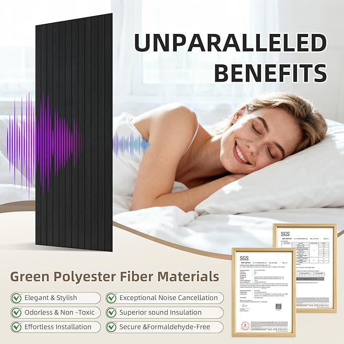 TO-TH Wood-Look Acoustic Wall Panels, 10 Pack 47.2” x 23.6” Sound Panels