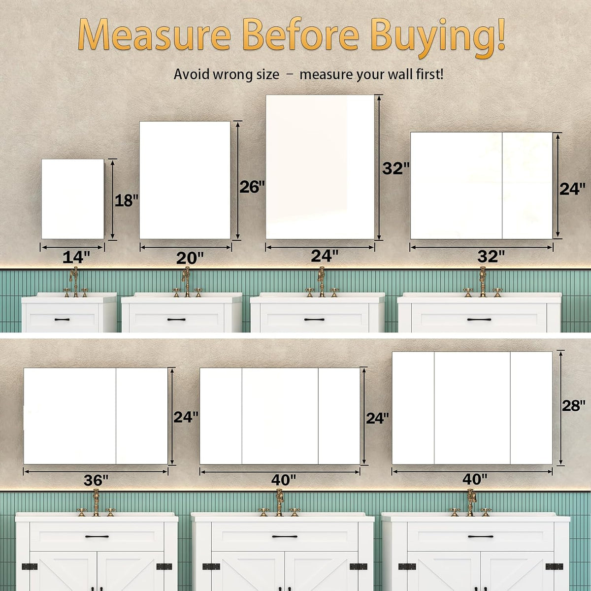 Umeiga 36x24 Medicine Cabinet Mirror with Storage, Pre-Assembled Medicine Cab...