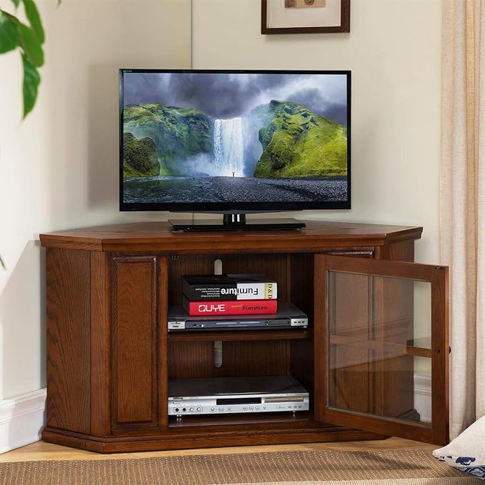 Opal Corner TV Stand for 50 Inch TVs, 46 Inch, Burnished Medium Oak,