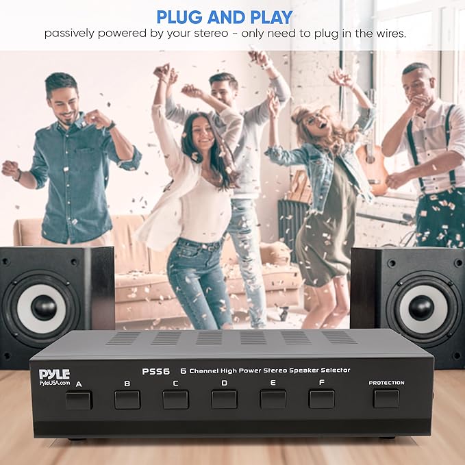 Pyle Home Premium New and Improved 6 Zone Channel Speaker Switch Selector