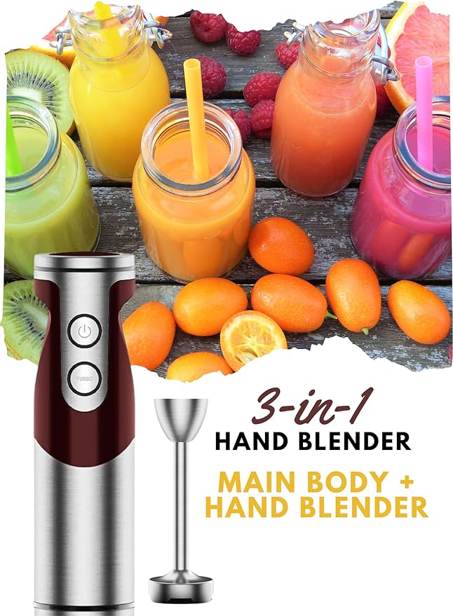Megawise 3-in-1 Hand Blender – 12-Speed, Includes Powerful Blender Stick