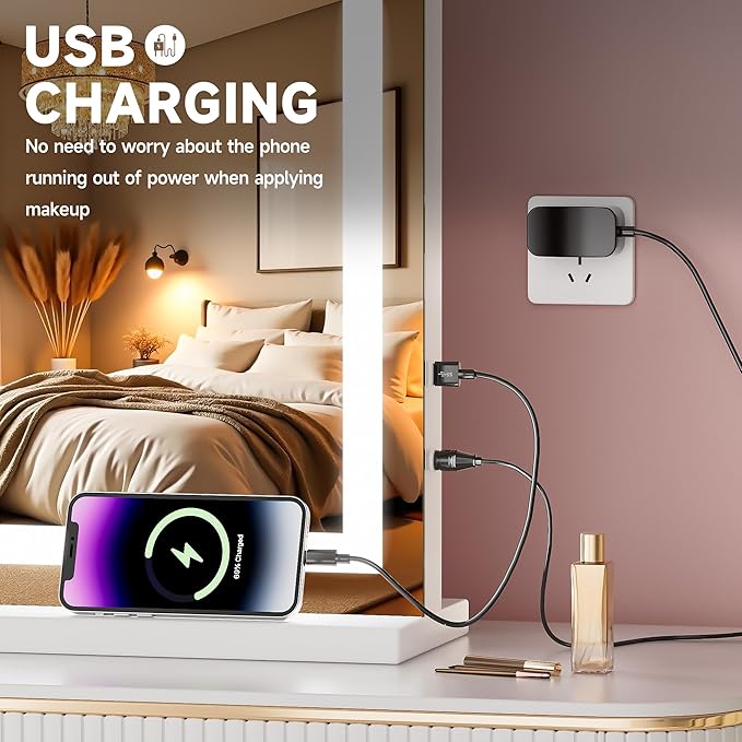 Vanity Mirror with Lights, Dimmable 3 Modes, Memory Function, Smart Touch