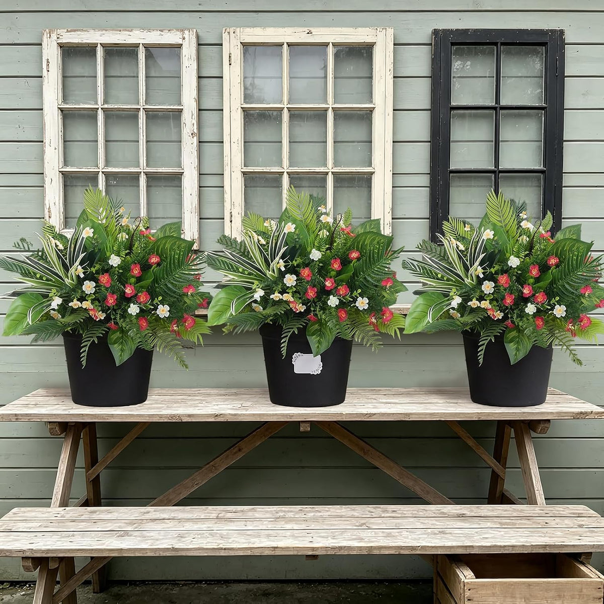 21Pcs Fake Outdoor Plants Artificial Greenery for Outdoor Greenery Stems