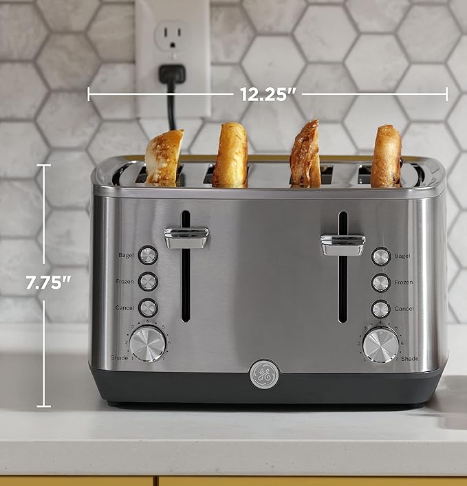 GE Stainless Steel 4 Slice Toaster | Extra Wide Slots