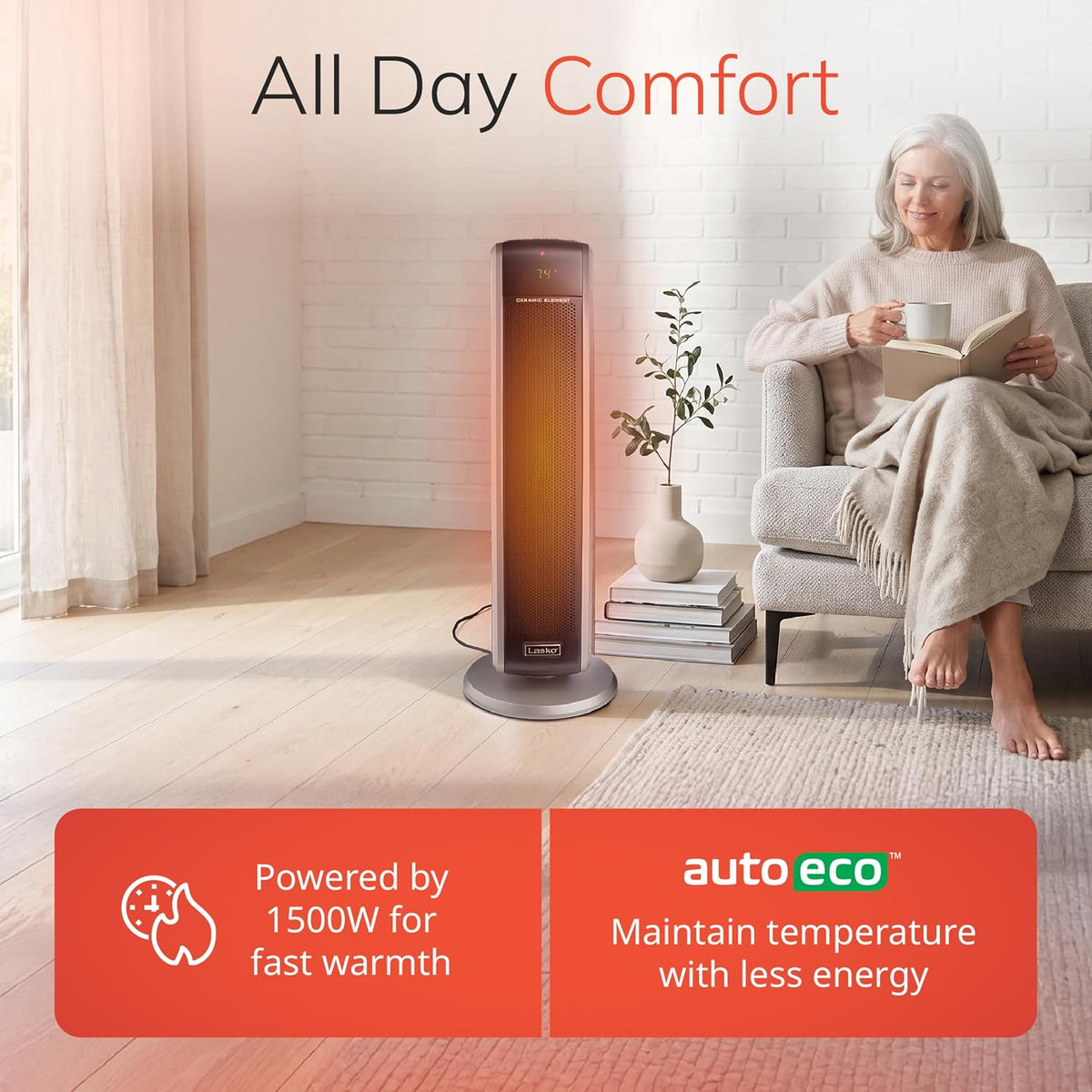 Lasko 29" Ceramic Tower Space Heater with Remote Control - Black - 5586