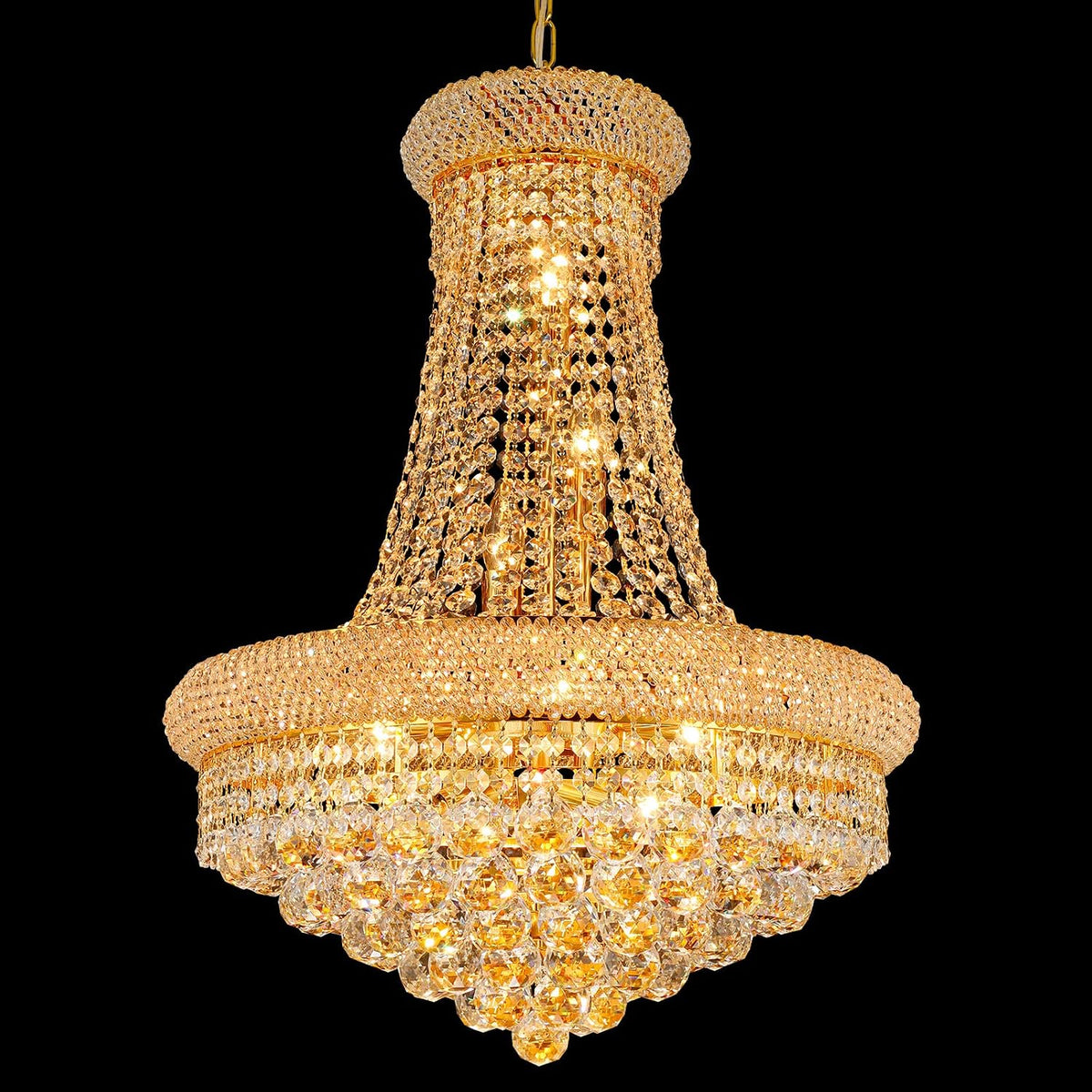 Gold Crystal Chandeliers for Dining Room,12-Lights D22 Inch