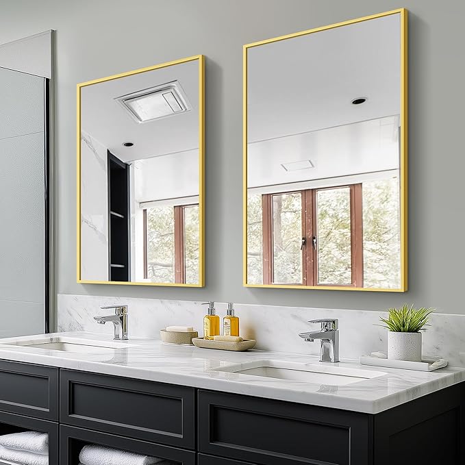 Bathroom Vanity Mirror for Wall, 2 Pack 36" x 24" Metal Framed Rect...