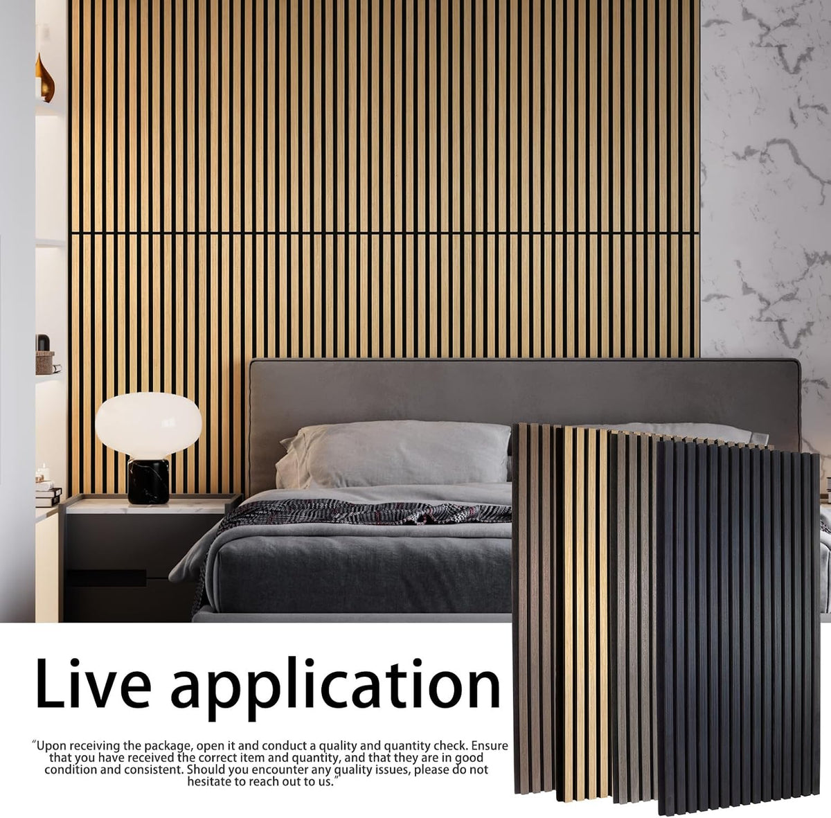 Yun-aeon Oak 2 Pack Wood Slat Acoustic Panels 47.2 x 23.6 Inch 3D Fluted Desi...