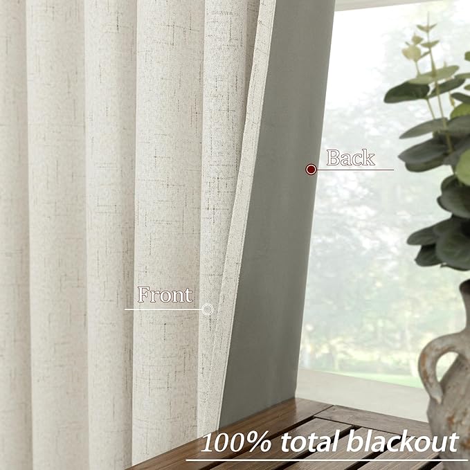 KOUFALL 100 Inch Curtains Long, 52 in Wide, Cream Ivory
