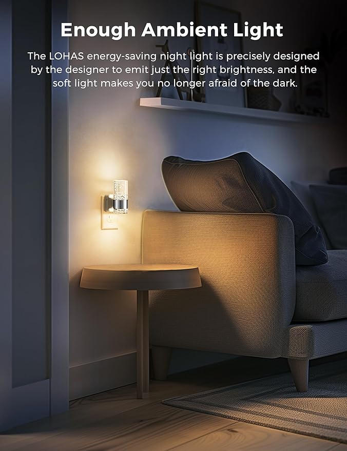 L LOHAS LED Night Light, Dimmable Night Lights Plug into Wall, 2 Pack Acrylic