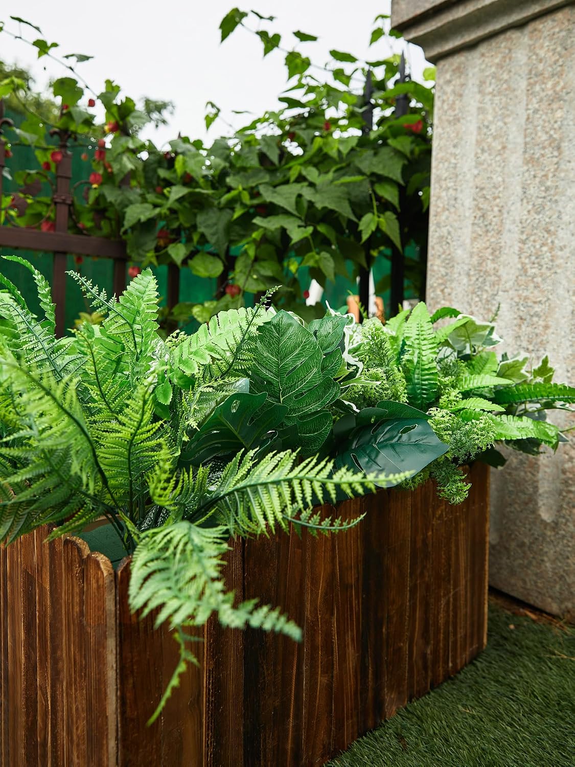 14 Bunches Fake Plants Outdoor, Fake Bushes UV Resistant Artificial Flowers G...