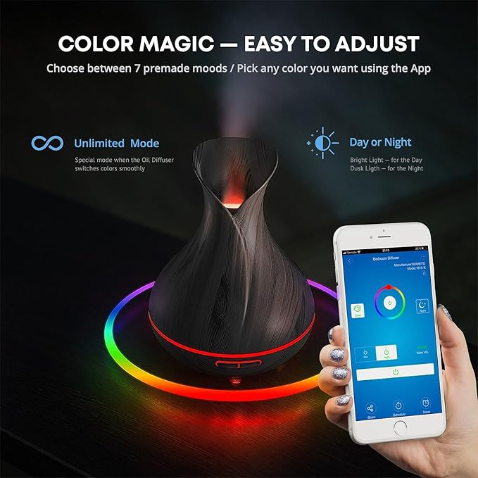 Smart WiFi Wireless Essential Oil Aromatherapy 400ml Ultrasonic Diffuser &